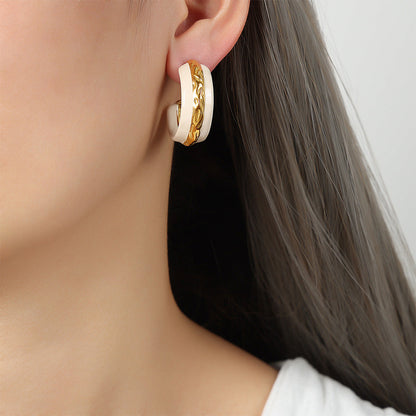 Louella Glazed Hammered C-hoop Earrings