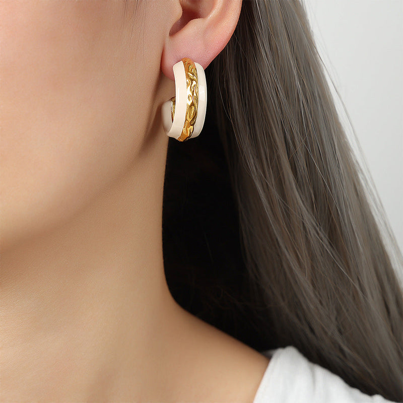 Louella Glazed Hammered C-hoop Earrings