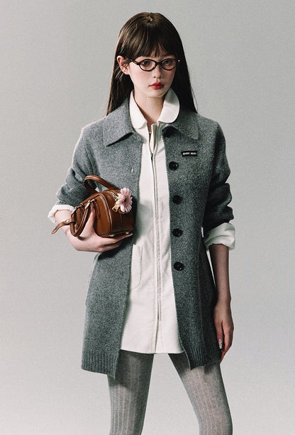 Button Front Ribbed Knit Cardigan