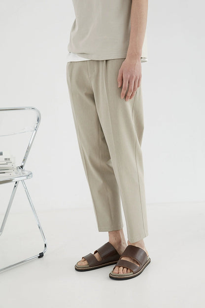 Elastic Waist Wide-leg Cropped Pants