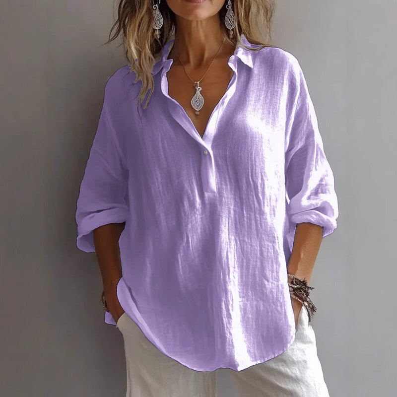 Fran - V-neck Blouse Classic V Neck Top
