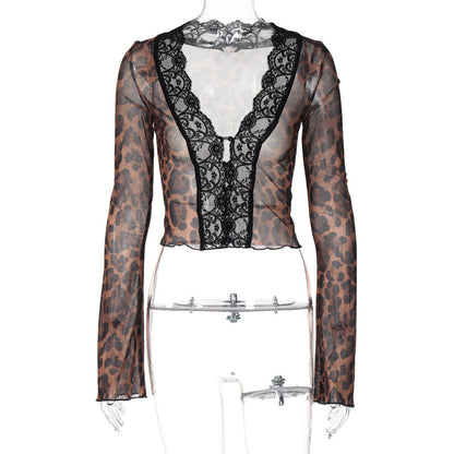 Clothing Summer Printed Mesh Lace Cardigan T Shirt