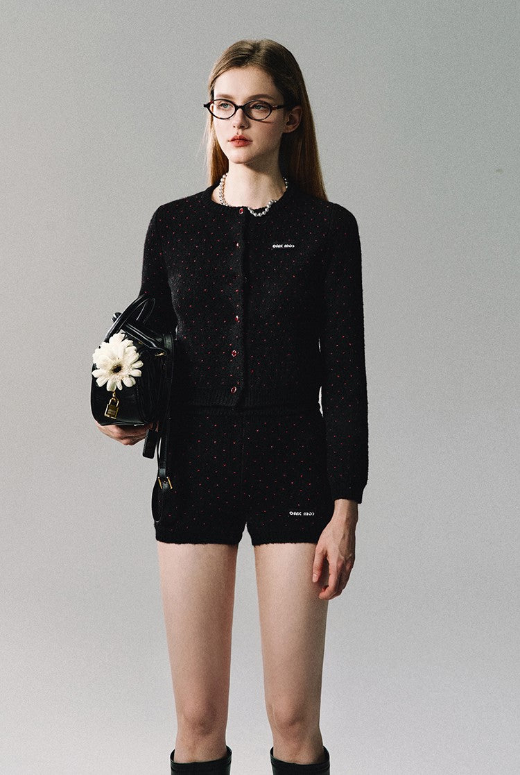 Polka Dot Knit Cardigan/short