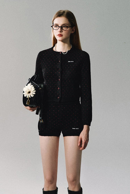 Polka Dot Knit Cardigan/short