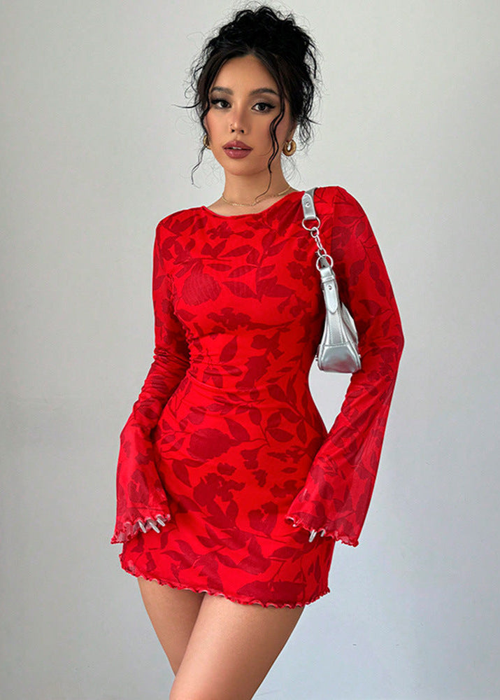 Scarlett - Open Back Flare Sleeve Mini Dress