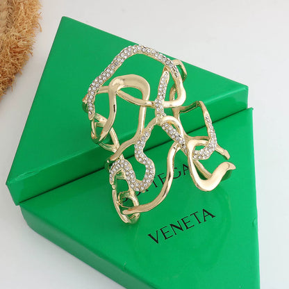 Rhinestone Vine Twisted Bangle Bracelet