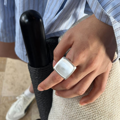 Emaline Brushed Geometric Open Ring