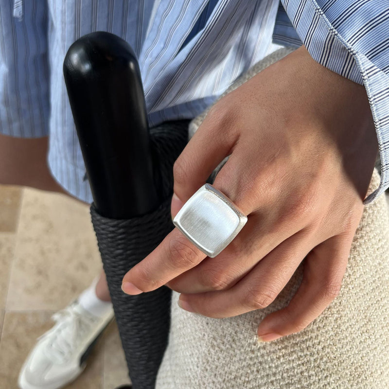 Emaline Brushed Geometric Open Ring
