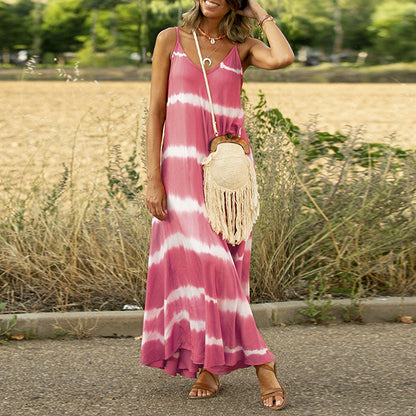 Summer Cami Dress Printed Striped Maxi Dress Loose Dress
