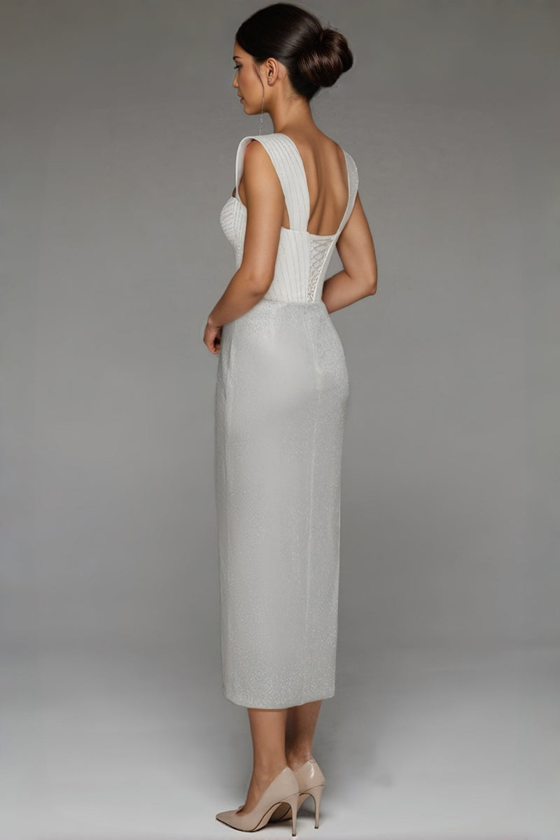 Dune Backless Split Maxi Dress-white