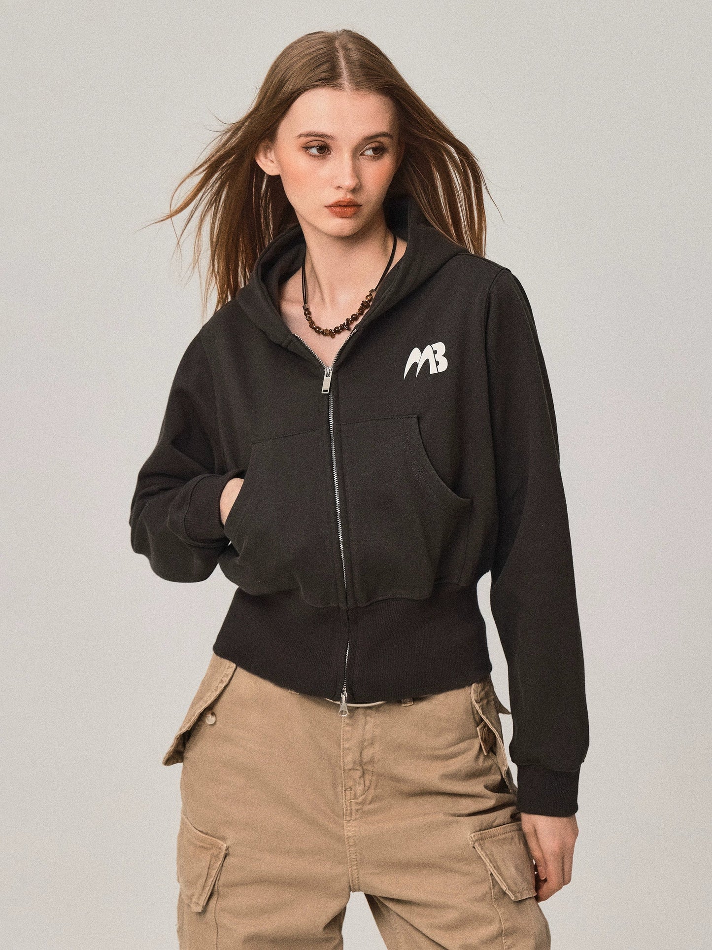 Retro Double Zip Hooded Cardigan
