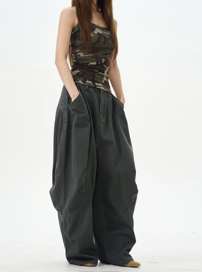 Charcoal Baggy Street Cargo Pants