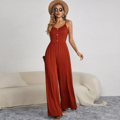 Clothing New Summer Jumpsuit Color Pullover Sleeveless Loose Jumpsuit