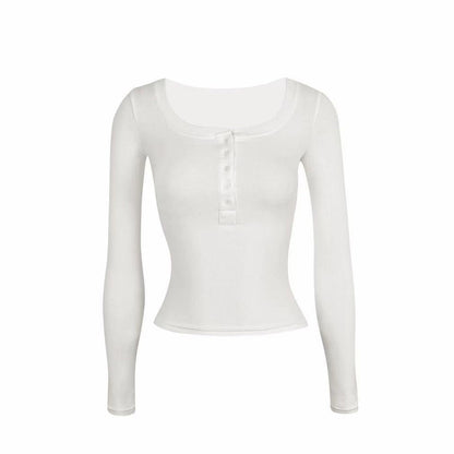U-neck Slim-fit Long-sleeve T-shirt