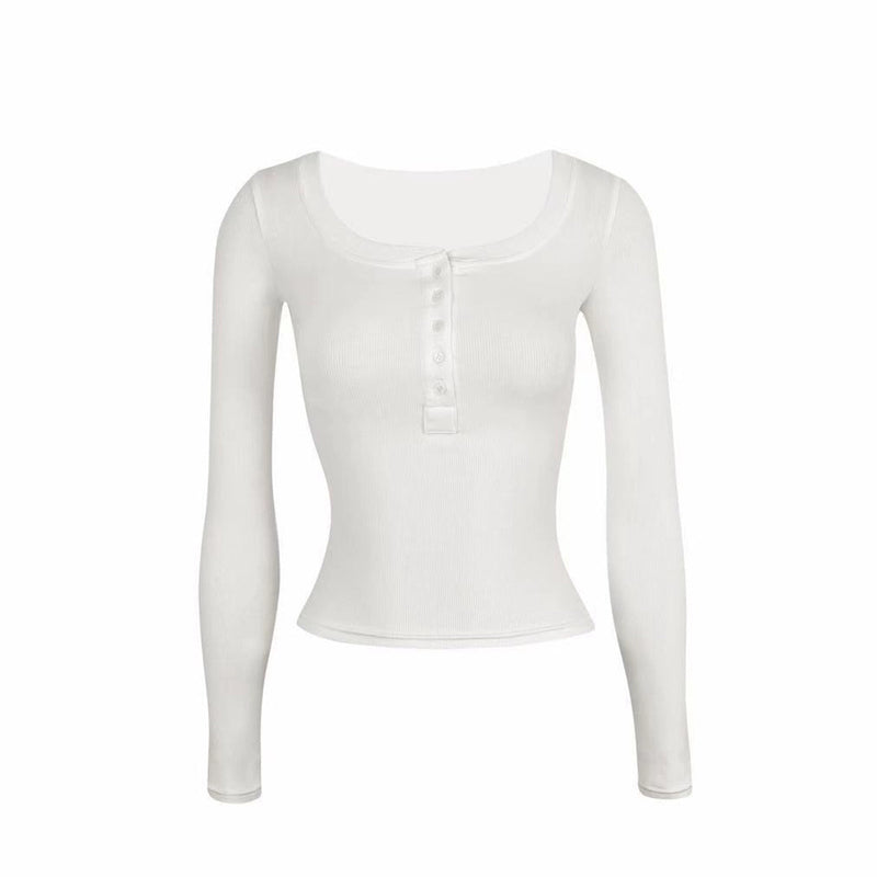 U-neck Slim-fit Long-sleeve T-shirt