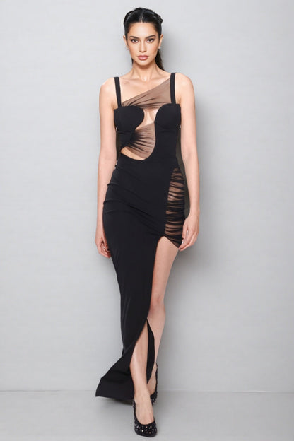 Brielle Mesh Bandage Midi Dress