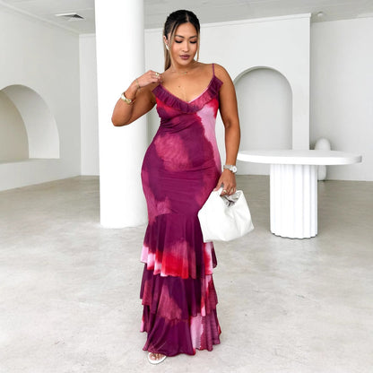 Dress Sling Cake Lace Slim Fit Maxi Dress