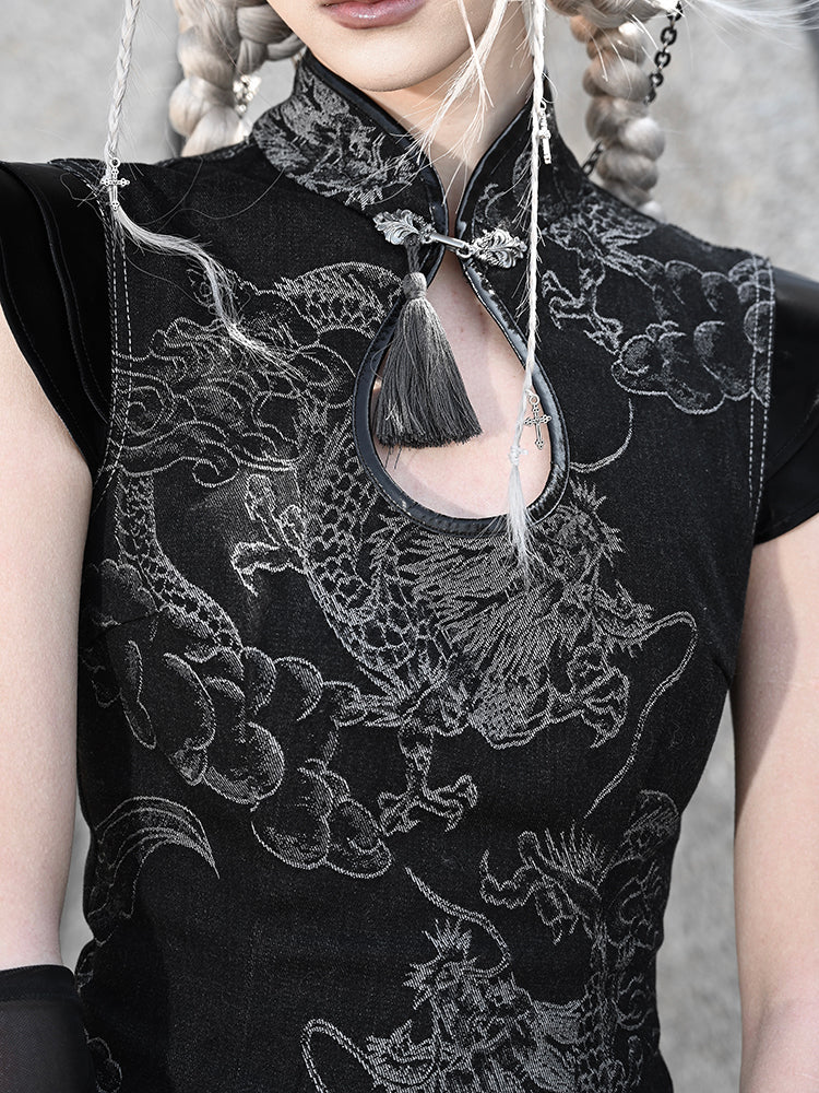 Black Qipao-style Mini Dress