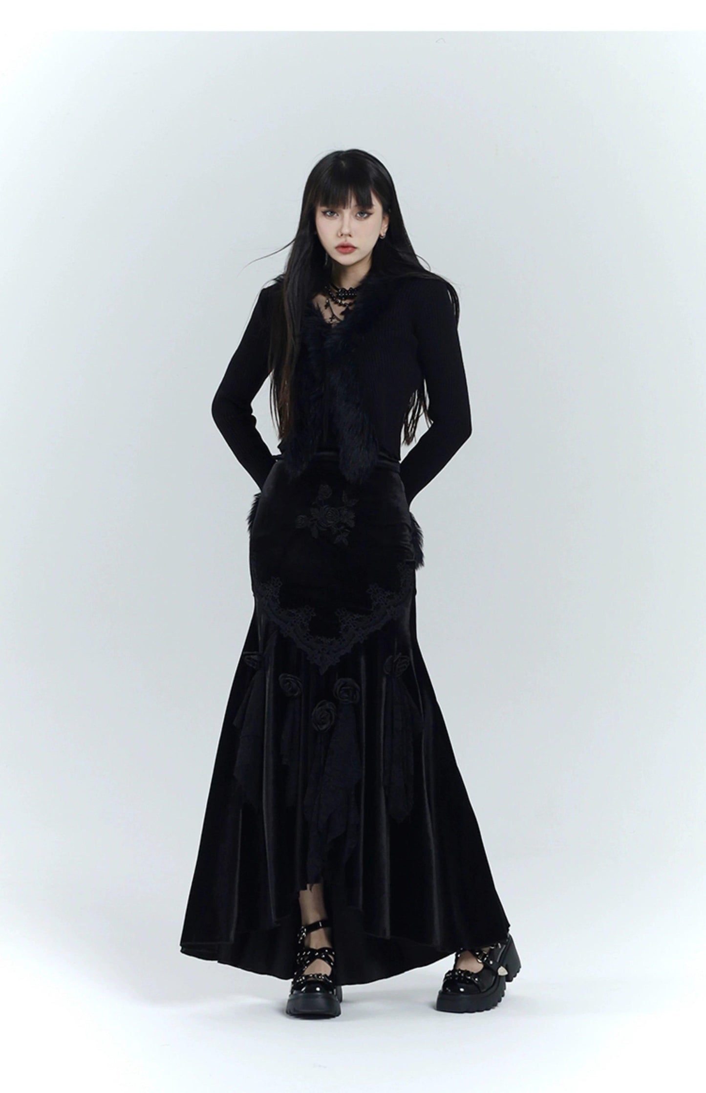 Ladyghost Gothic Velvet Maxi Dress