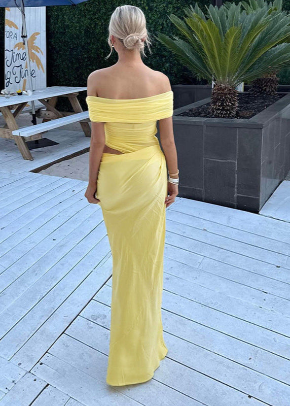 Celeste - Off-shoulder Ruched Maxi Dress