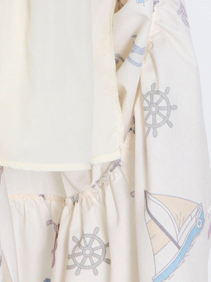 Beach Print Cutout Sundress Maxi Dress