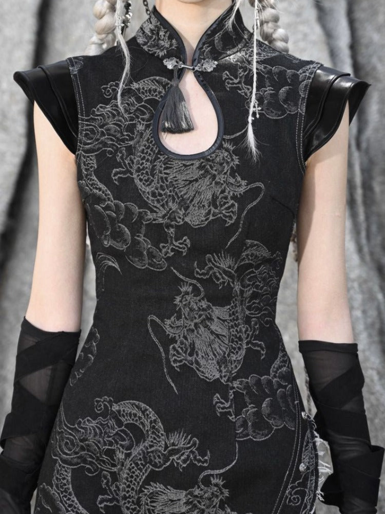 Black Qipao-style Mini Dress
