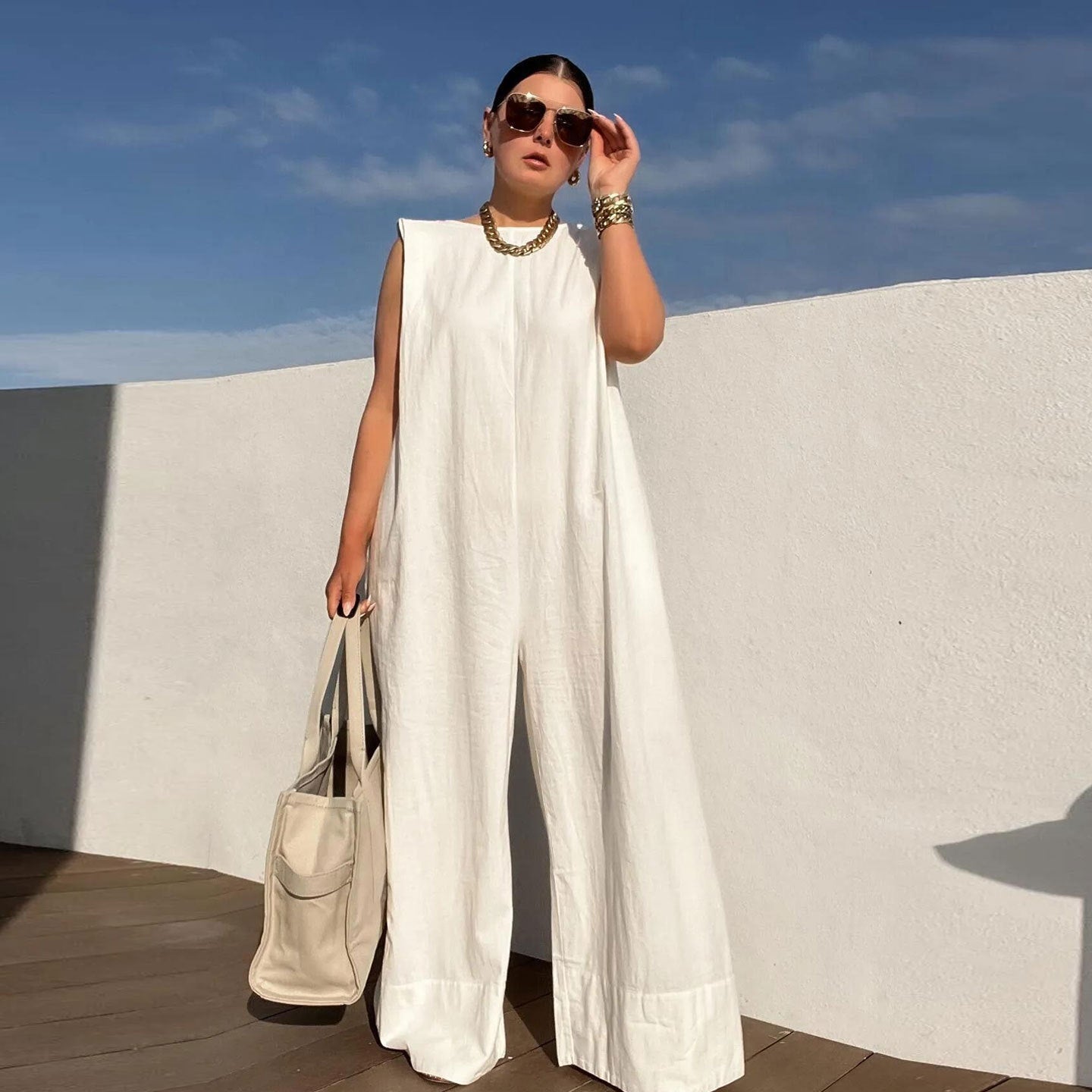 Color Wide Leg Jumpsuit