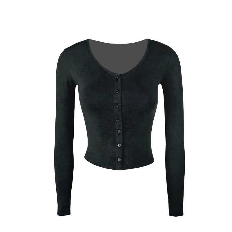 Knit Cropped Long-sleeve Cardigan