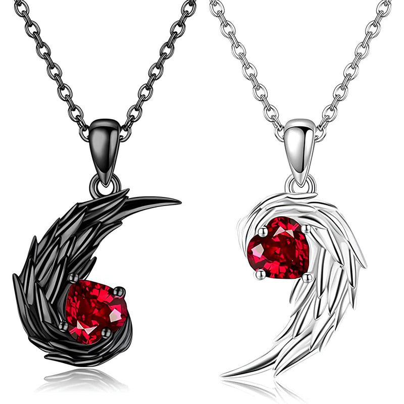 Wings of Light and Shadow Couple Necklace