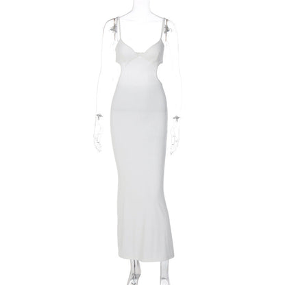 Clothing Spring Backless Hollow Out Cutout Out Maxi Dress Strap Slim Dress