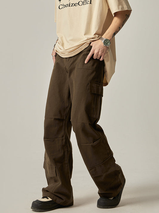 Brown Military Wide Cargo Pants