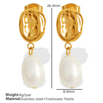 Emmarie Gold Pearl Drop Earrings