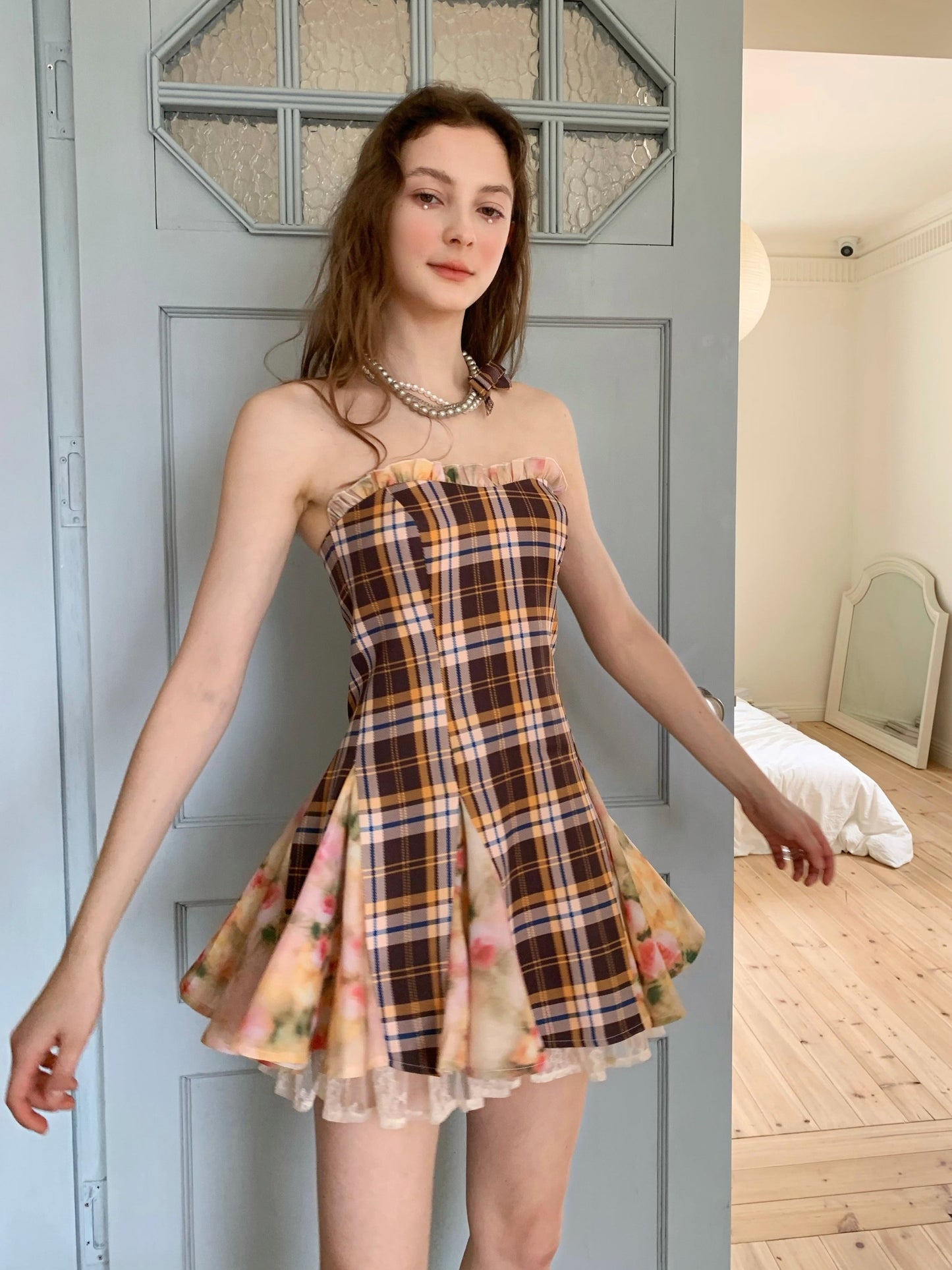 Plaid Corset Mini Dress