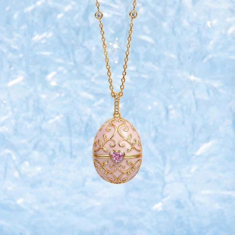 Enameled Egg Pendant Necklace