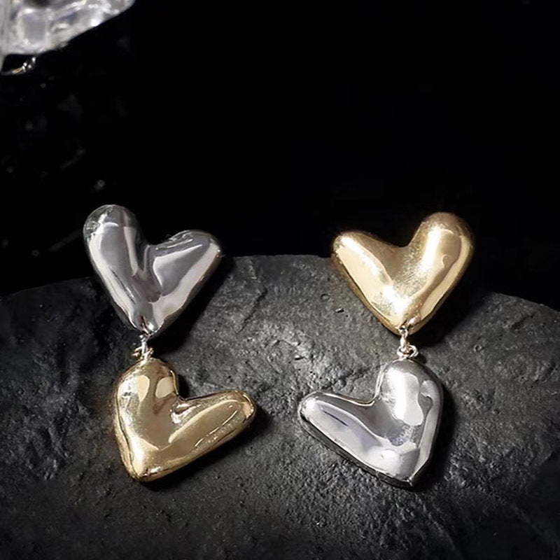 Klaire Two-tone Heart Tassel Earrings