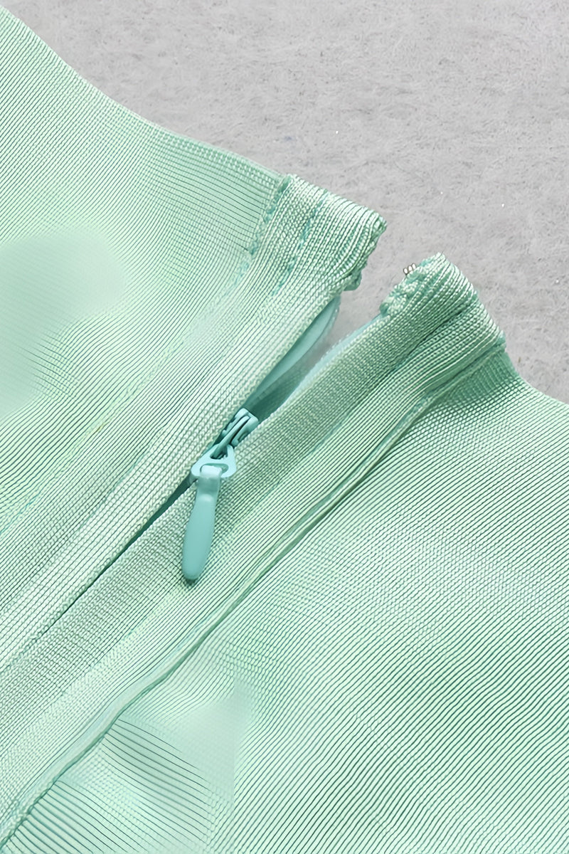 Keira Light Green Open-shoulder Maxi Dress