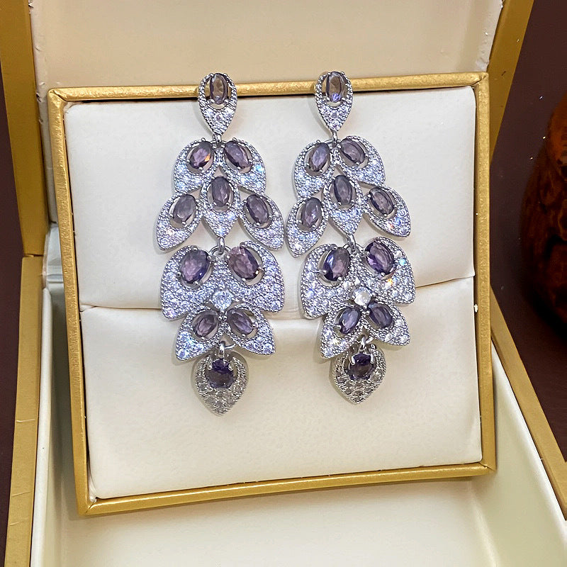 Avangeline Zircon Leaf Earrings