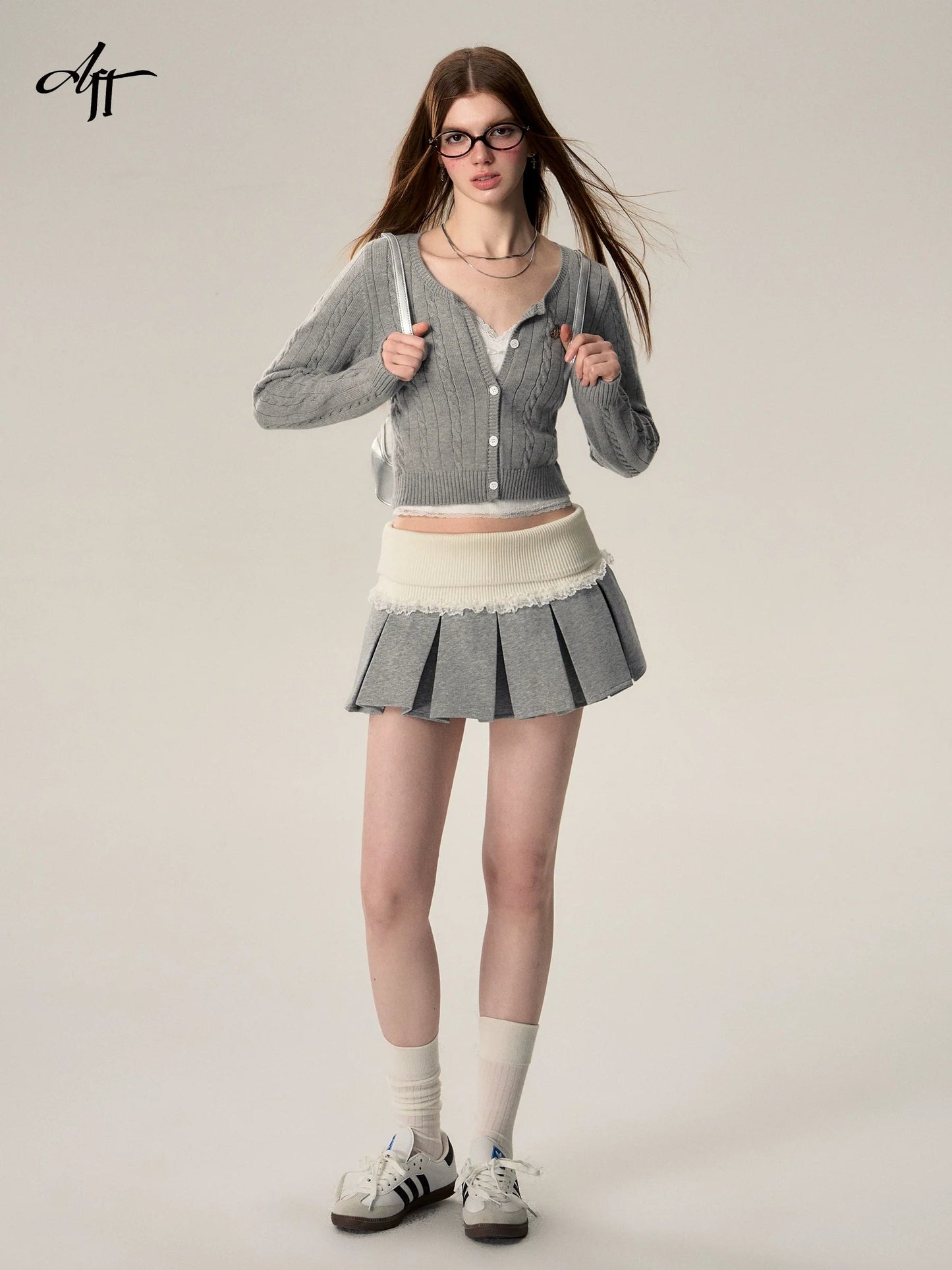Wool Button-down Cardigan Set