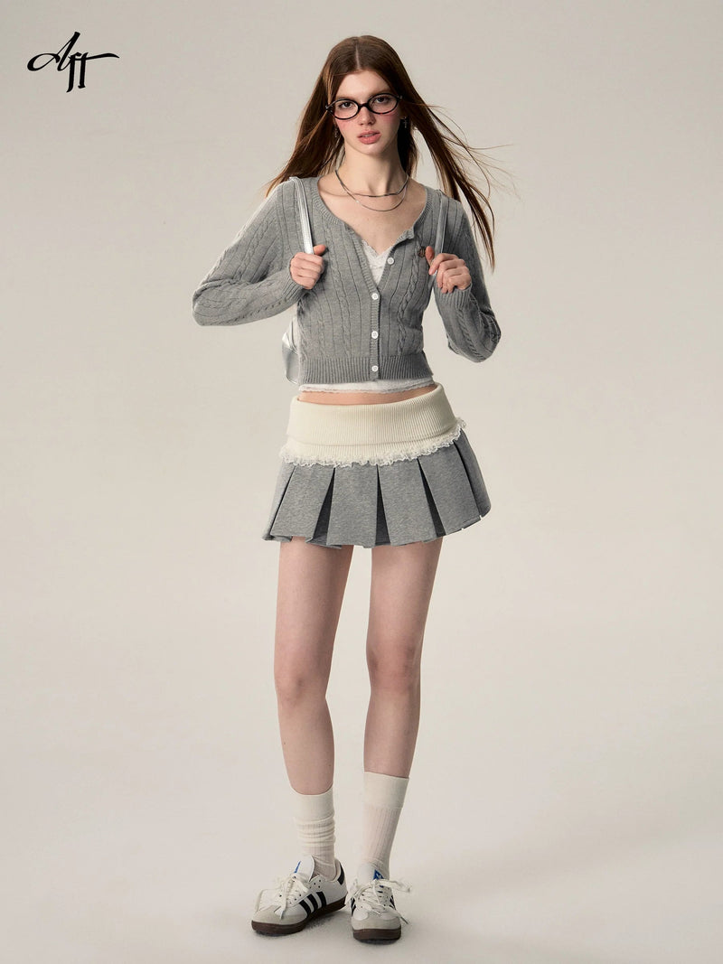 Wool Button-down Cardigan Set