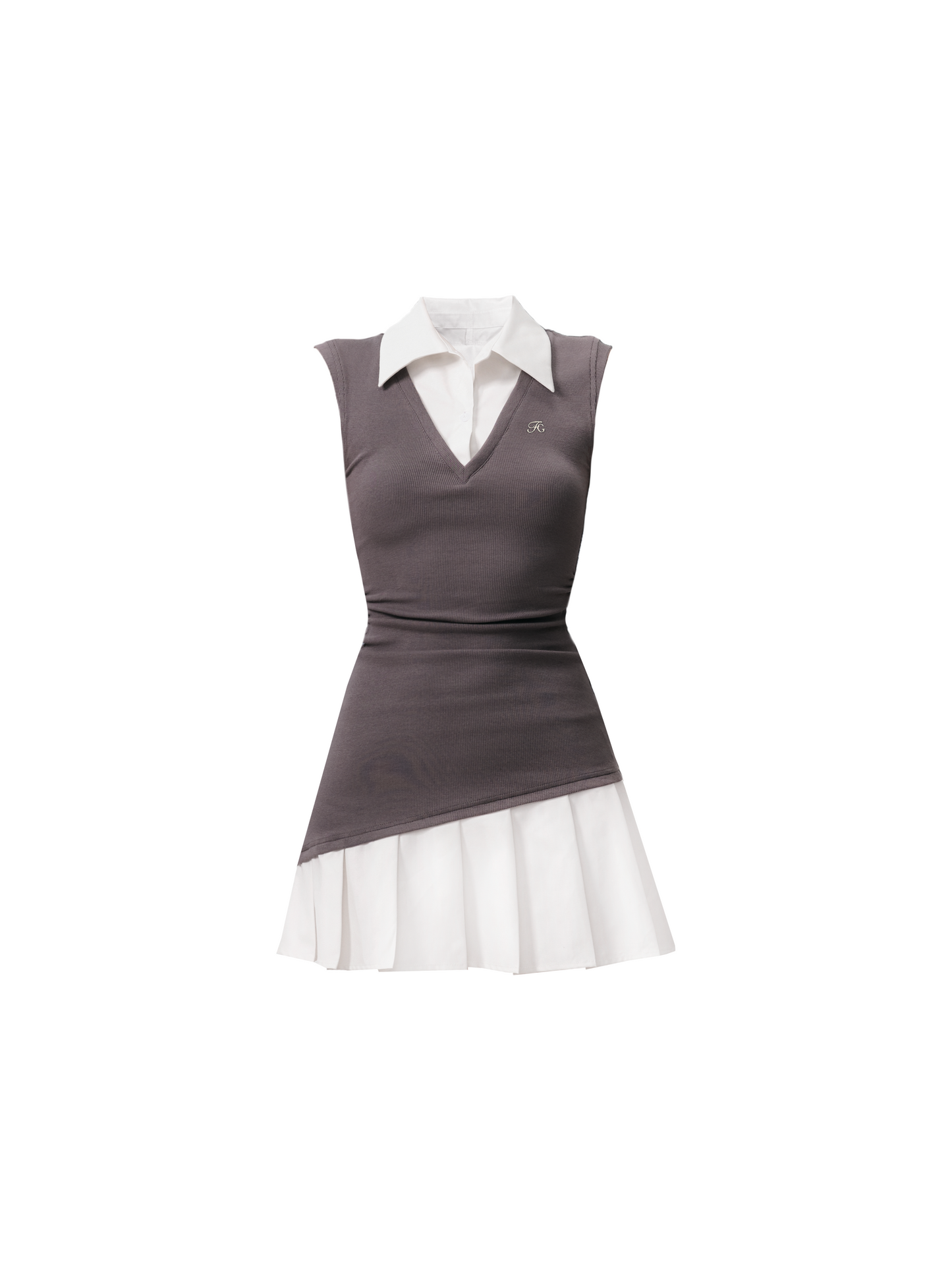 Contrast Collared Mini Dress Duo
