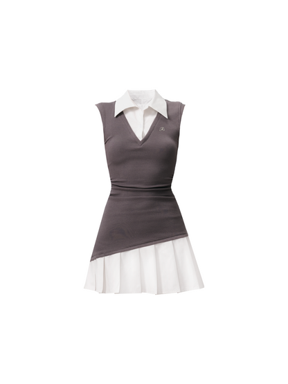 Contrast Collared Mini Dress Duo