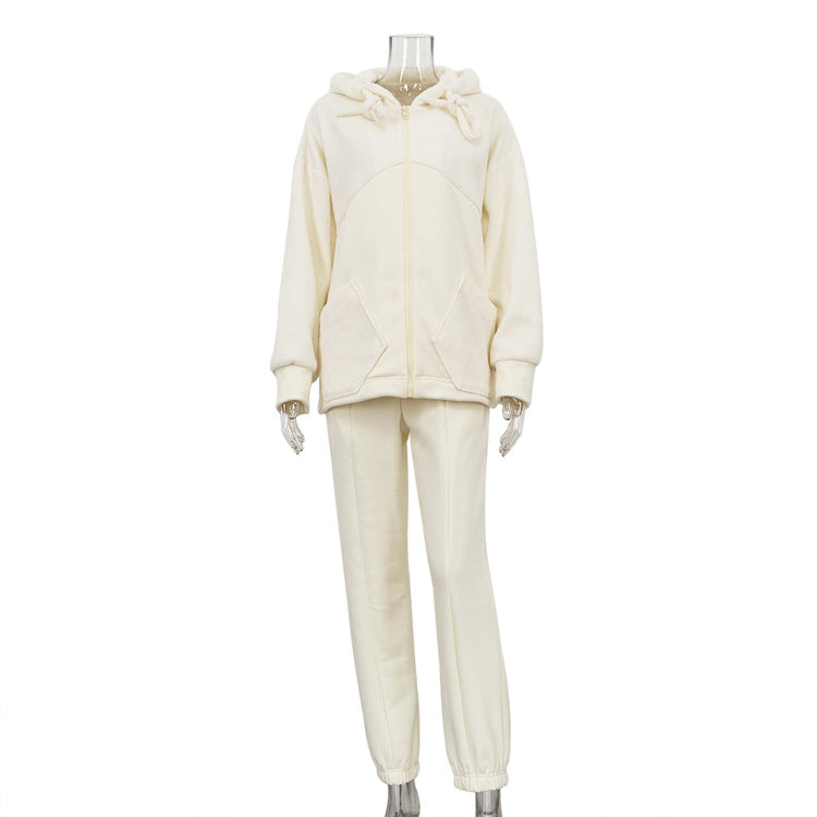 Autumn Clothing Hooded Profile Sweater Zipper Cardigan Outerwear Trousers Suit Two Piece Suit