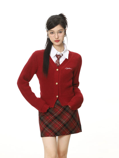 High-waisted Plaid Skirt