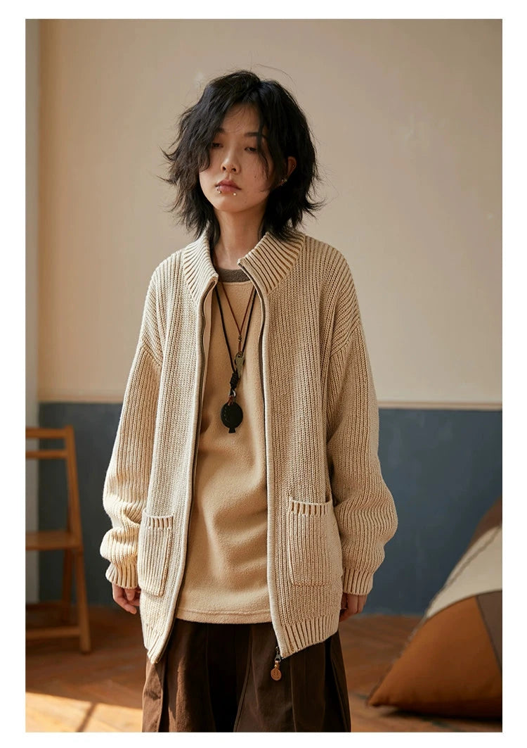 Octopusme Chunky Knit Zip-up Cardigan