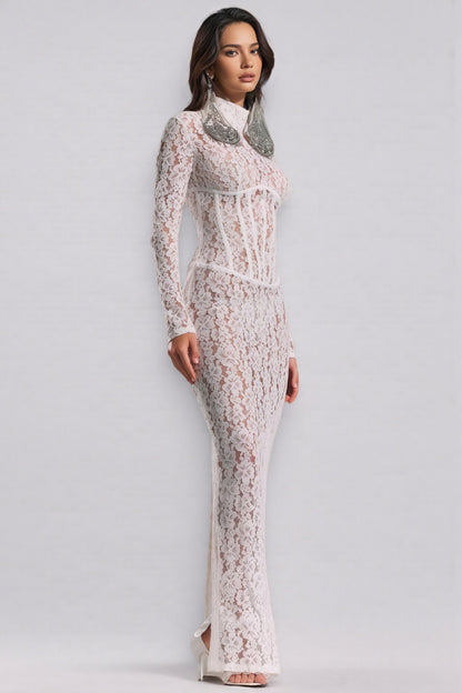 Davina White Lace Maxi Dress