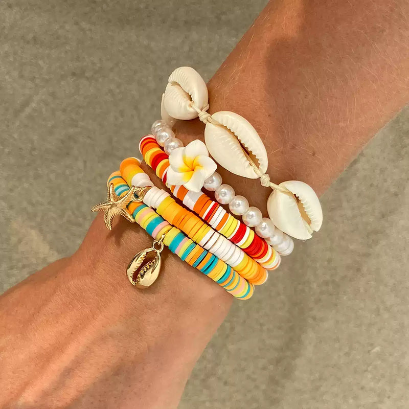 Colorful Shell & Bead Bracelet Set