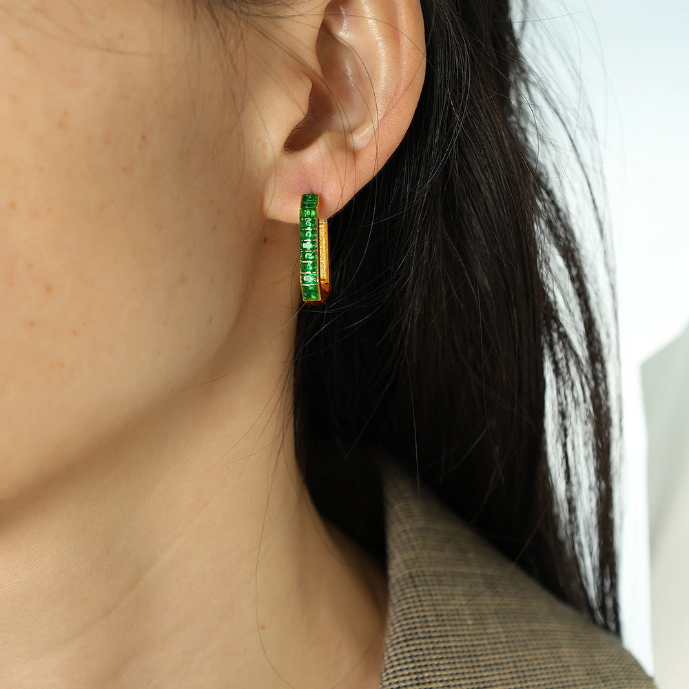 Blossom Geometric Zircon Hoops