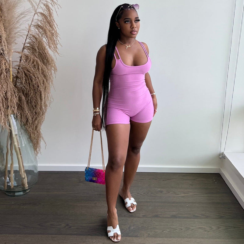 Shoulder Strap Sports Romper Tight Vest Summer Romper