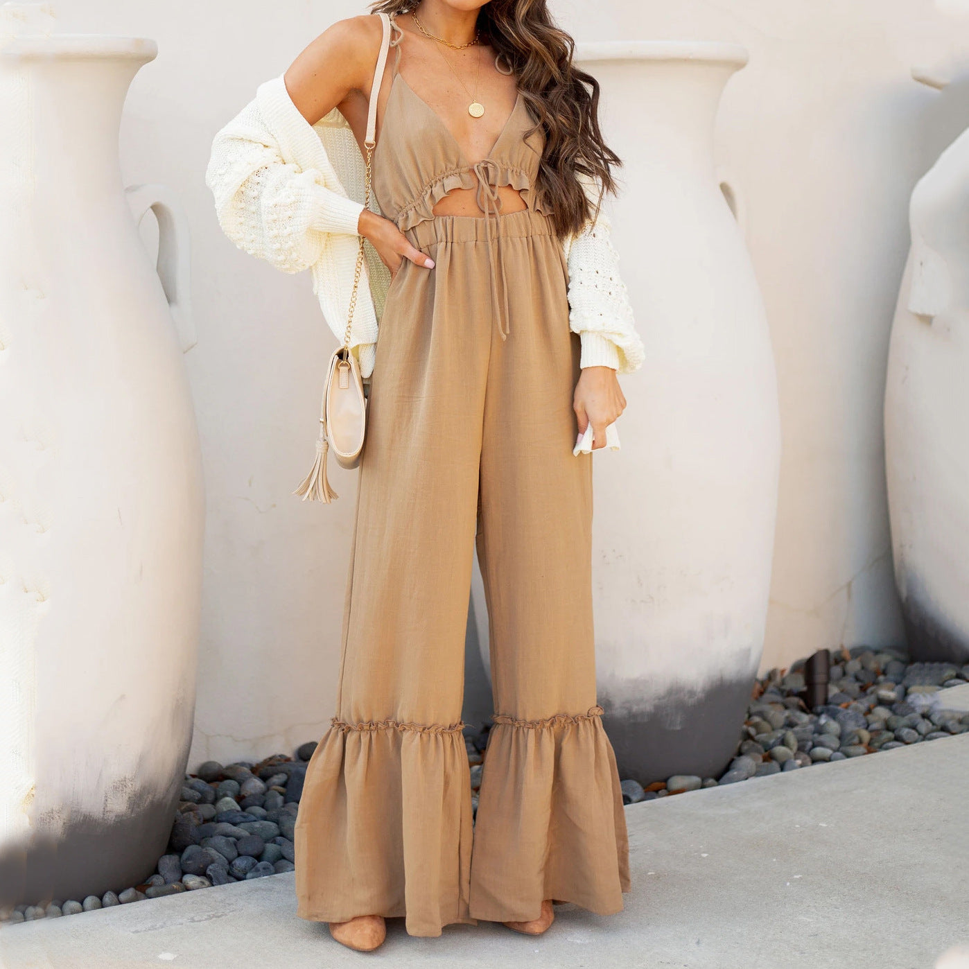 Summer Color Jumpsuit Strap Horn Jumpsuit for