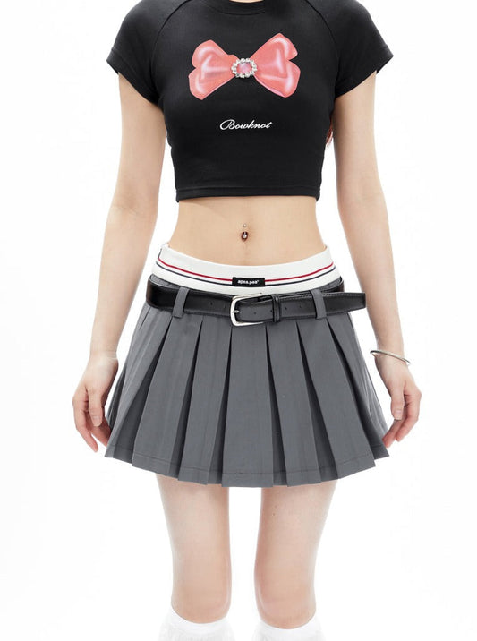 Pleated Tennis Skirt With Striped Waistband